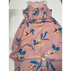 Ophelia Roe Spring Maxi Dress Plus Sz XL Tiered Sleeveless Pink Floral